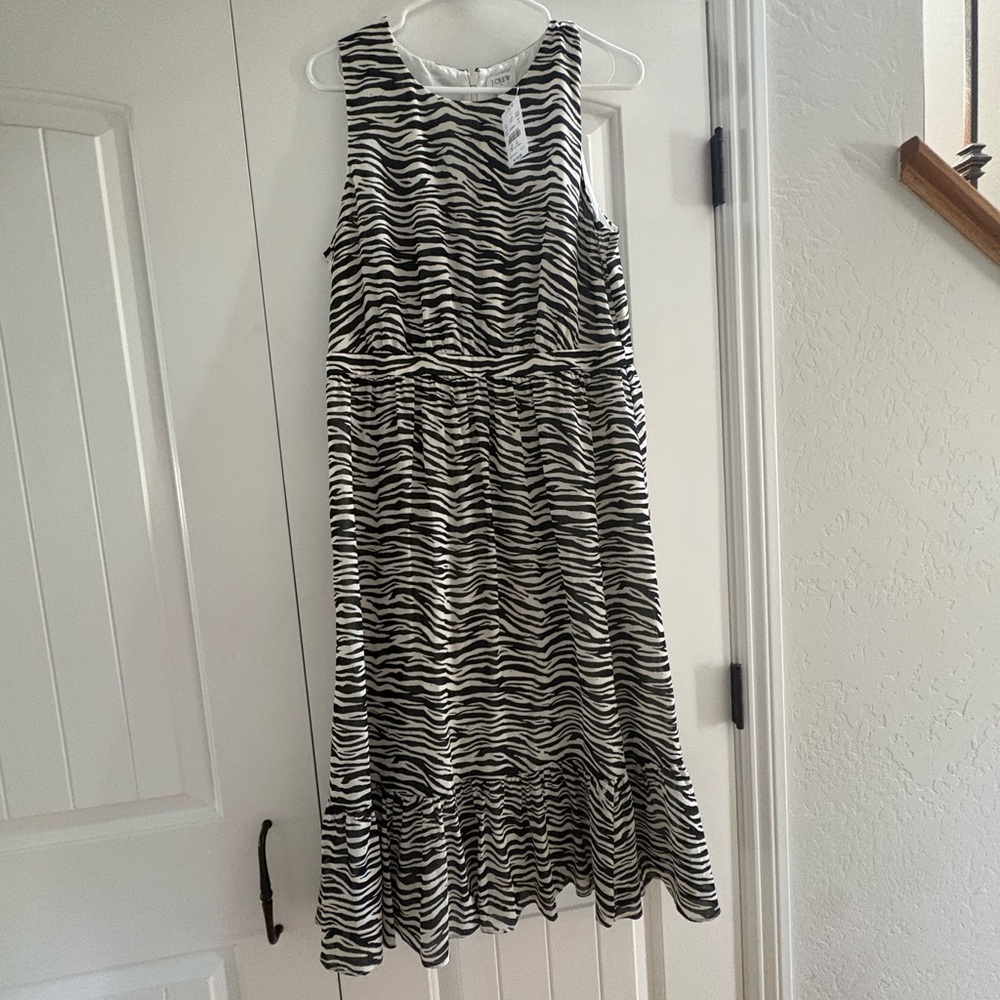 J. Crew Black and White Zebra Midi Dress